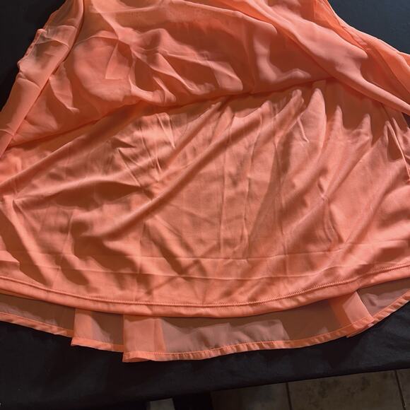GB Girls white lace top and coral/orange chiffon bottom fit-and-flare dress - Picture 4 of 7